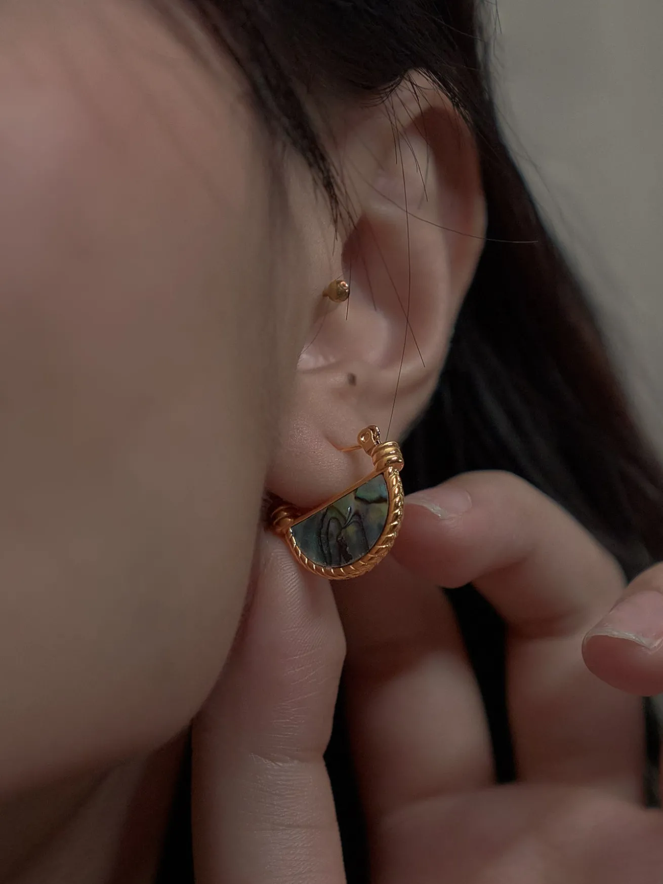 Abalone Shell Petite Hoops