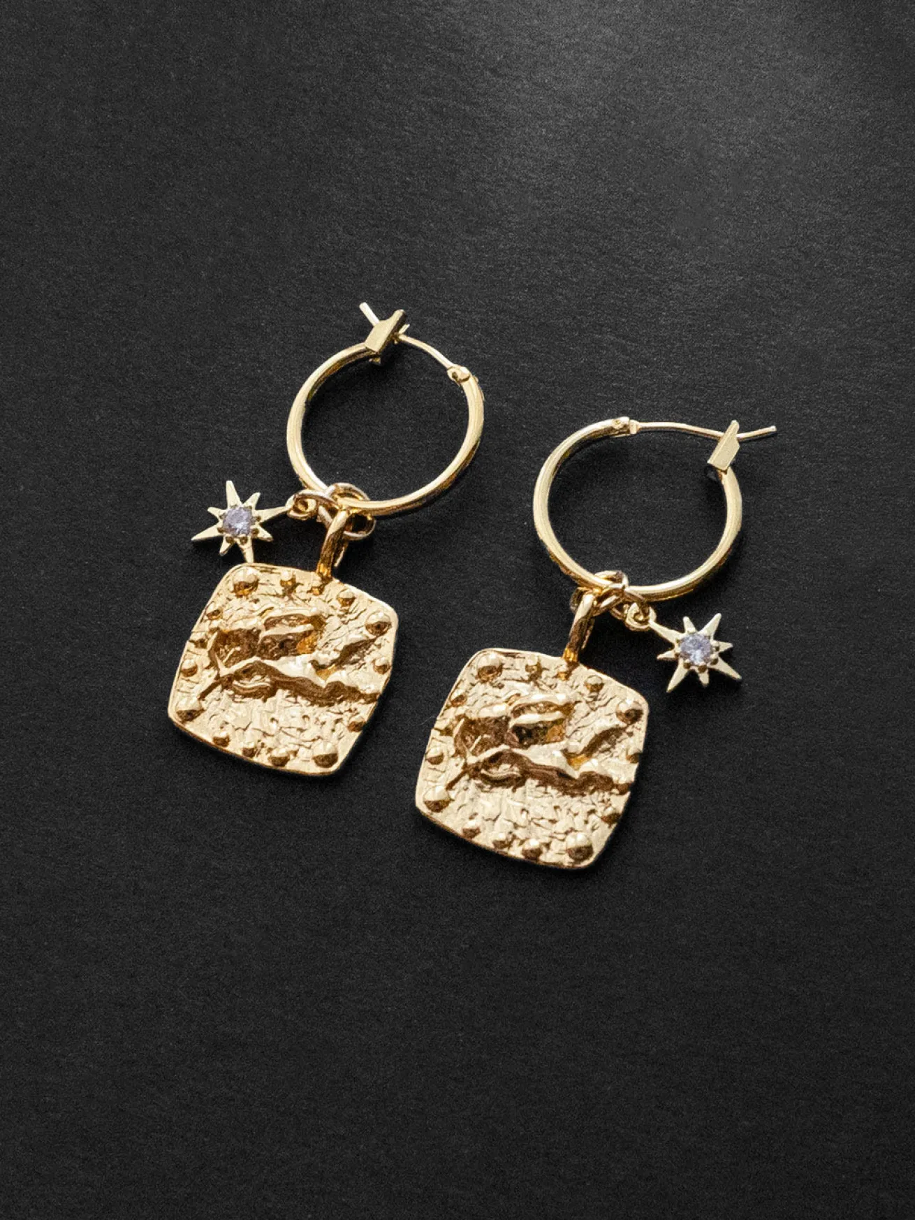 Ancient Cupid Hoops with Starburst Charms