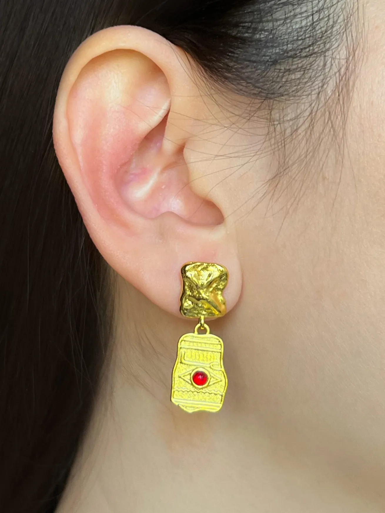 Ancient Egypt Asymmetrical Symbolic Earrings