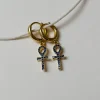 Ankh Huggies - Blue Gemstones