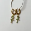 Ankh Huggies - Green Gemstones