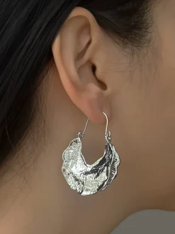 Antique Foil Hoops - Silver