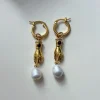 Artful Hand with Pearls Hoops