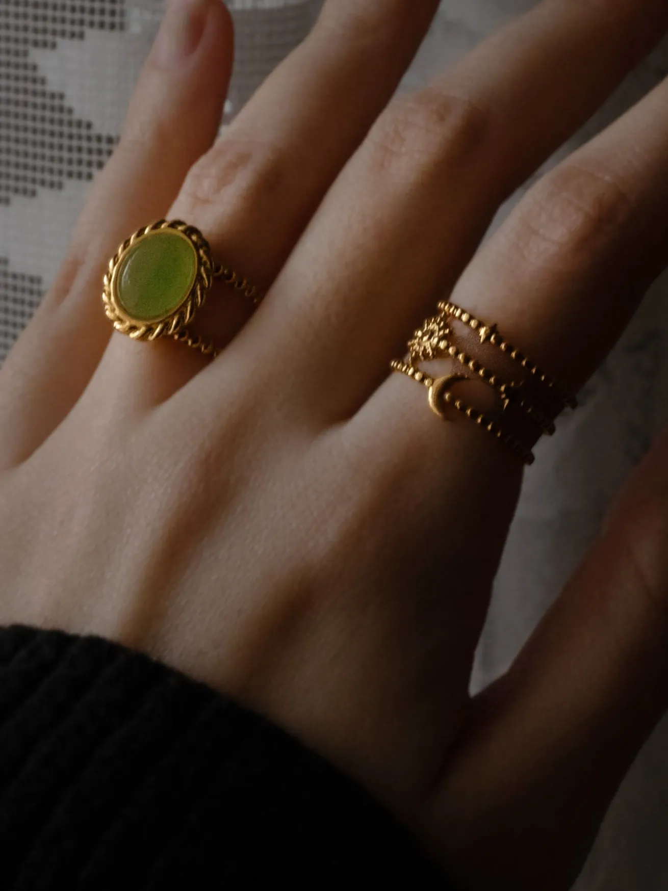 Aventurine Stone Twist Ring
