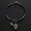 Beaded Bracelet Dark Blue - Cat, Bee