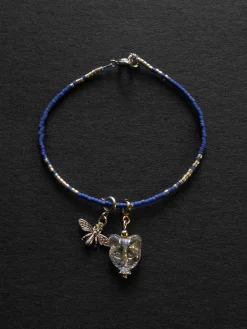 Beaded Bracelet Dark Blue - Cat, Bee