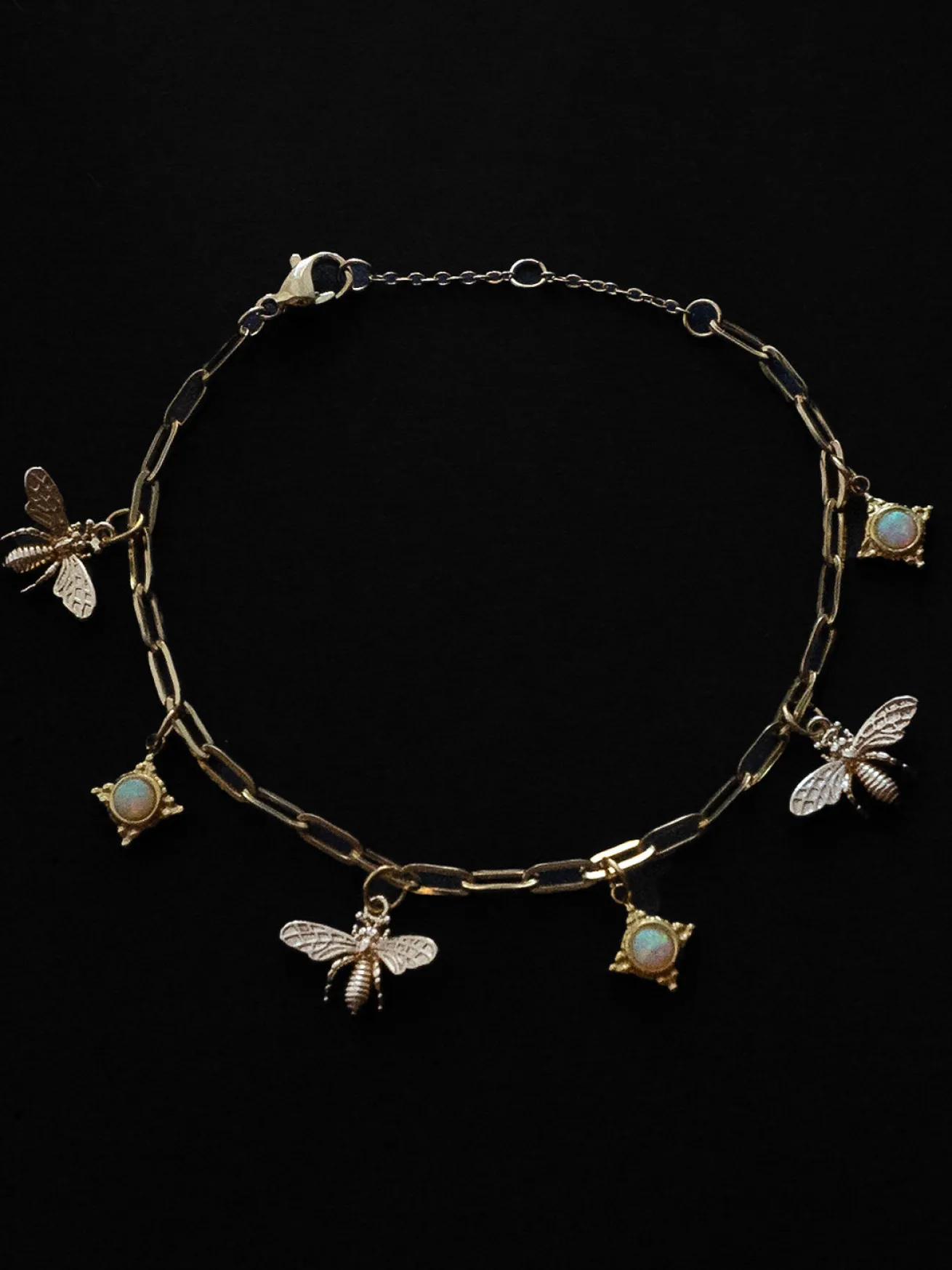 Bee & Opal Charm Bracelet - Alabaster Cream