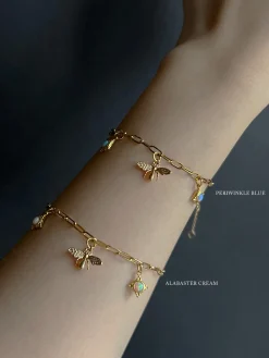 Bee & Opal Charm Bracelet - Periwinkle Blue