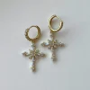 Belief Cross Pavé Huggie Hoops