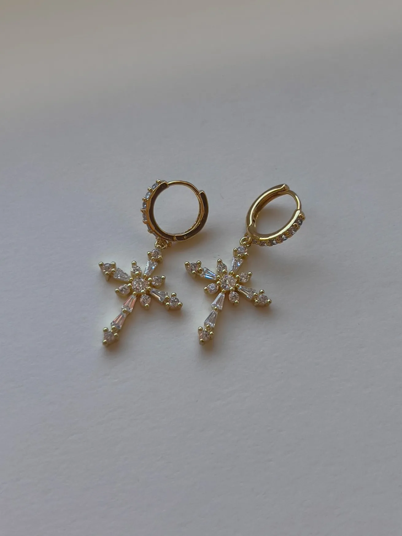 Belief Cross Pavé Huggie Hoops