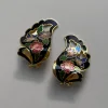 Black Oriental Floral Clip-Ons (Vintage)