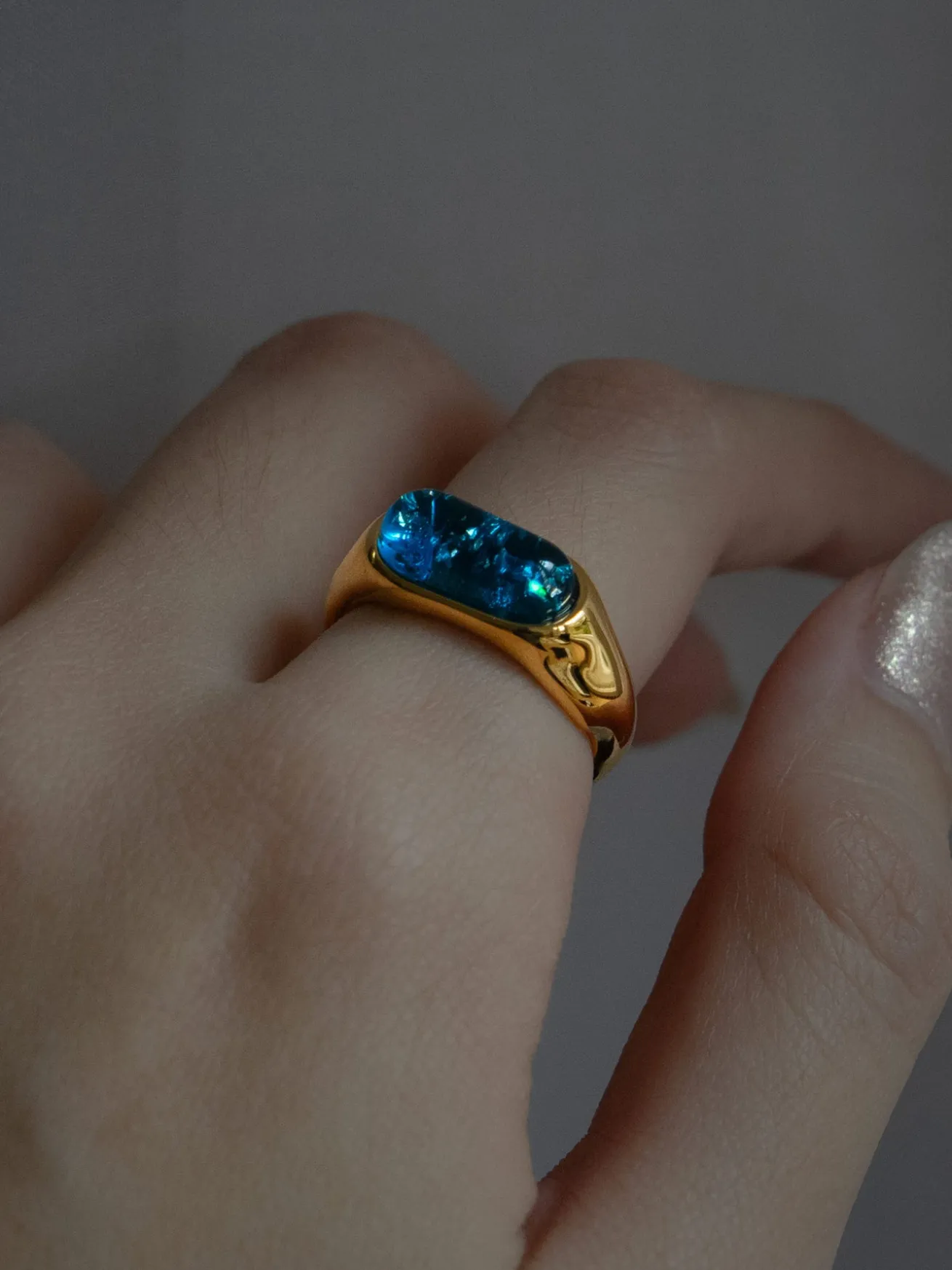 Blue Sea Marble Ring