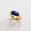 Blue Stone Smooth Gold Ring
