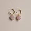 Blush Stone Heart Hoops *18K Gold-plated