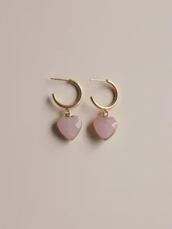 Blush Stone Heart Hoops *18K Gold-plated