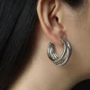 Bold Triple Hoops - Silver *Platinum-plated