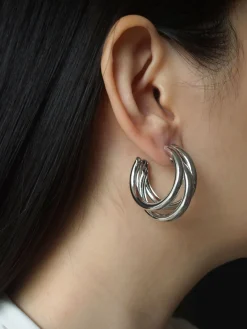Bold Triple Hoops - Silver *Platinum-plated