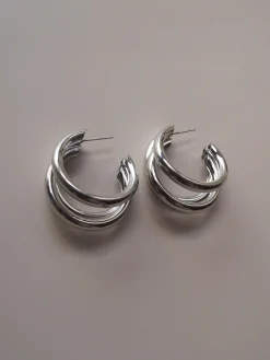 Bold Triple Hoops - Silver *Platinum-plated