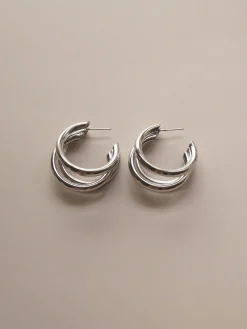 Bold Triple Hoops - Silver *Platinum-plated