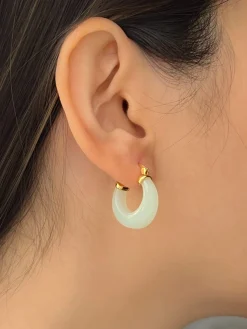 Bone Jade Hoops