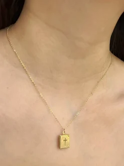 Book Locket Necklace - Gold