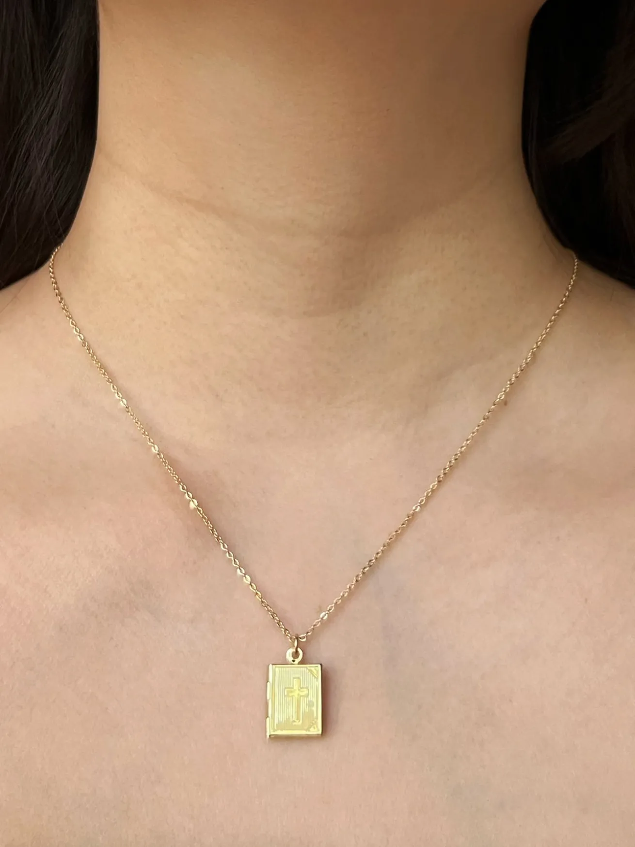 Book Locket Necklace - Gold