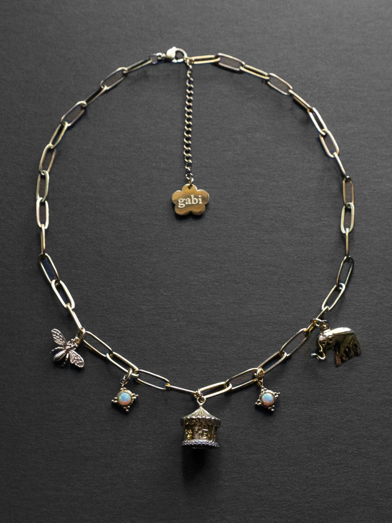 Carnival Charm Necklace - Carousel, Elephant, Bee