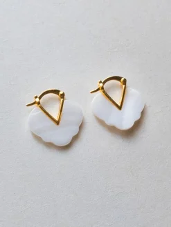 Carved Shell Cloud Earrings