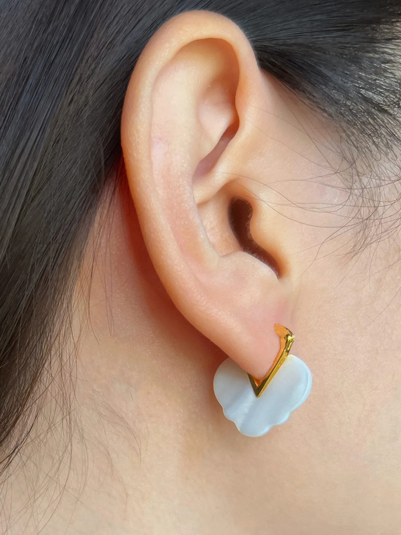 Carved Shell Cloud Earrings