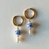 Ceramic and Pearl Hoop Earrings