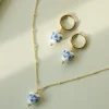 Ceramic Flower Heart Necklace - Blue
