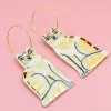 Ceramic Handpainted Cat Hoops with Stripes - Gold