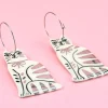 Ceramic Handpainted Cat Hoops with Stripes - Silver