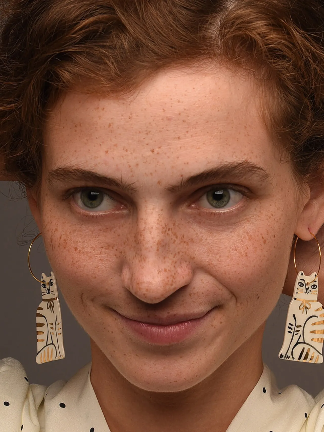 Ceramic Handpainted Cat Hoops with Stripes - Silver