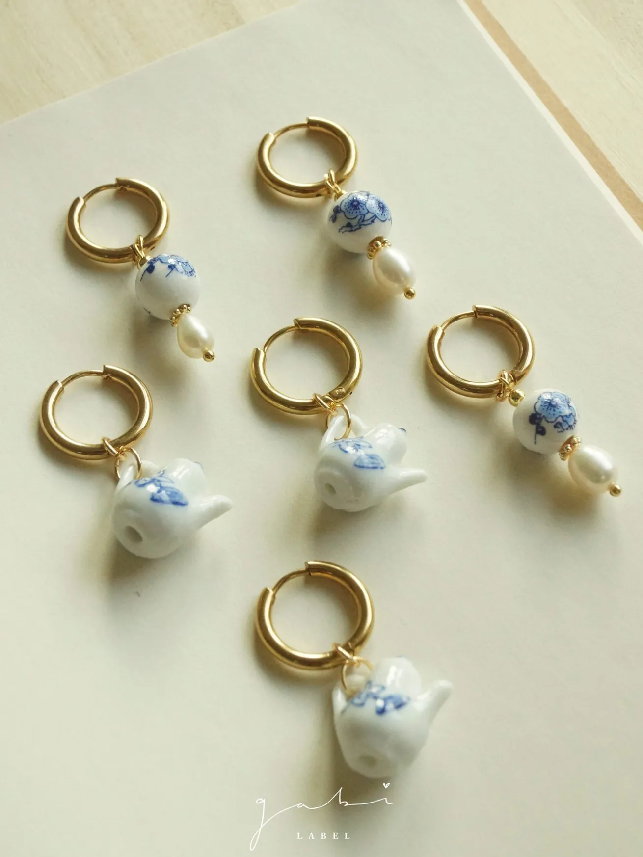 Ceramic Teapot Mismatched Hoop Earrings