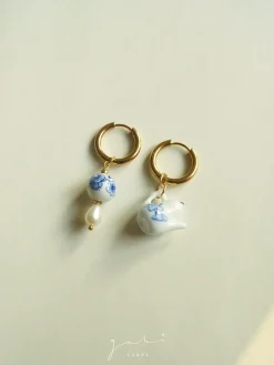 Ceramic Teapot Mismatched Hoop Earrings