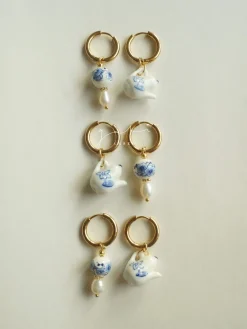 Ceramic Teapot Mismatched Hoop Earrings