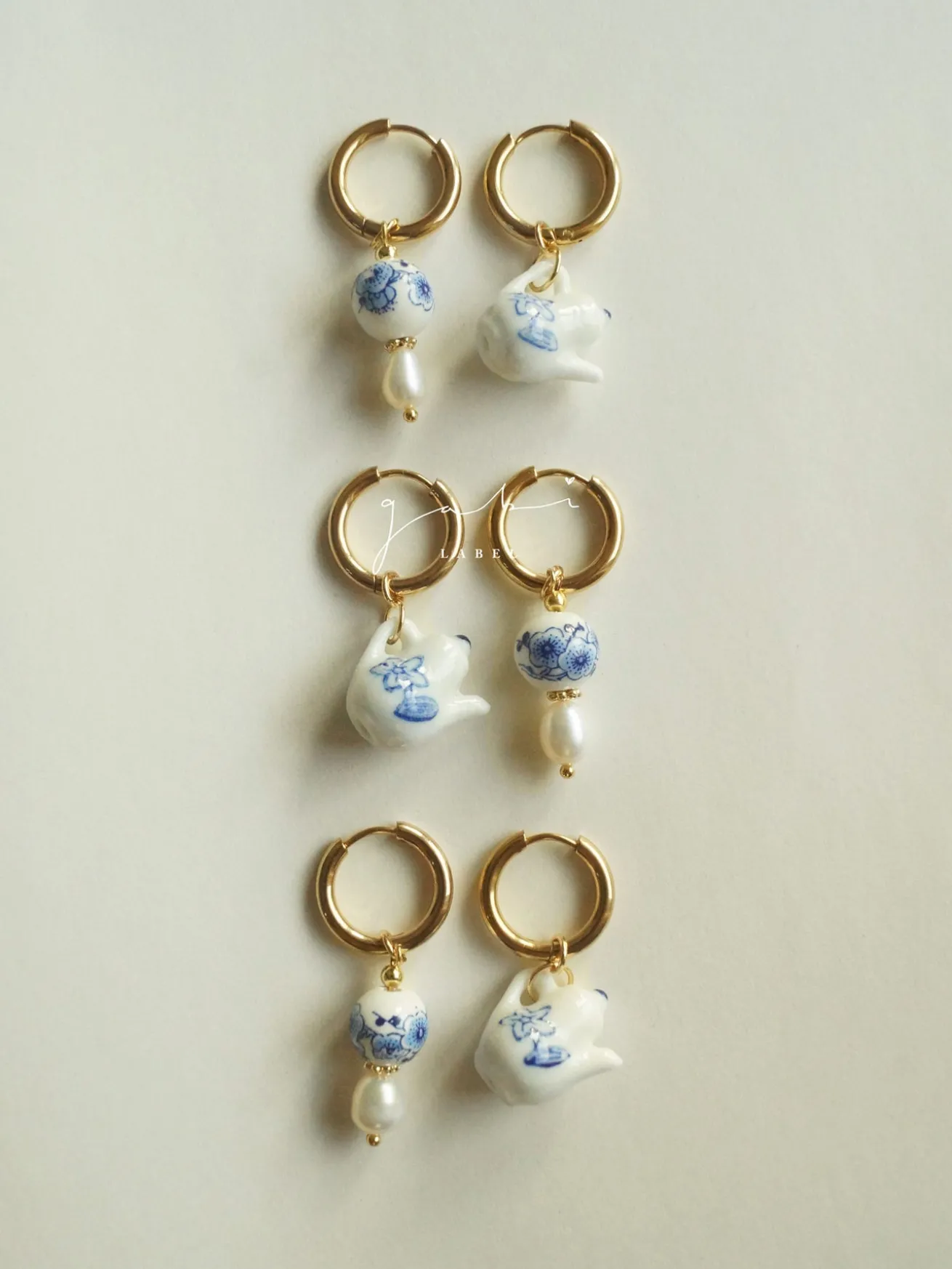 Ceramic Teapot Mismatched Hoop Earrings