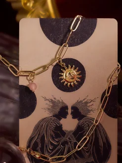 Charmed Sun-Moon Paperclip Necklace - Light