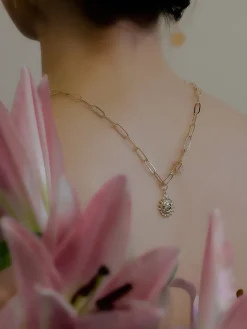 Charmed Sun-Moon Paperclip Necklace - Light