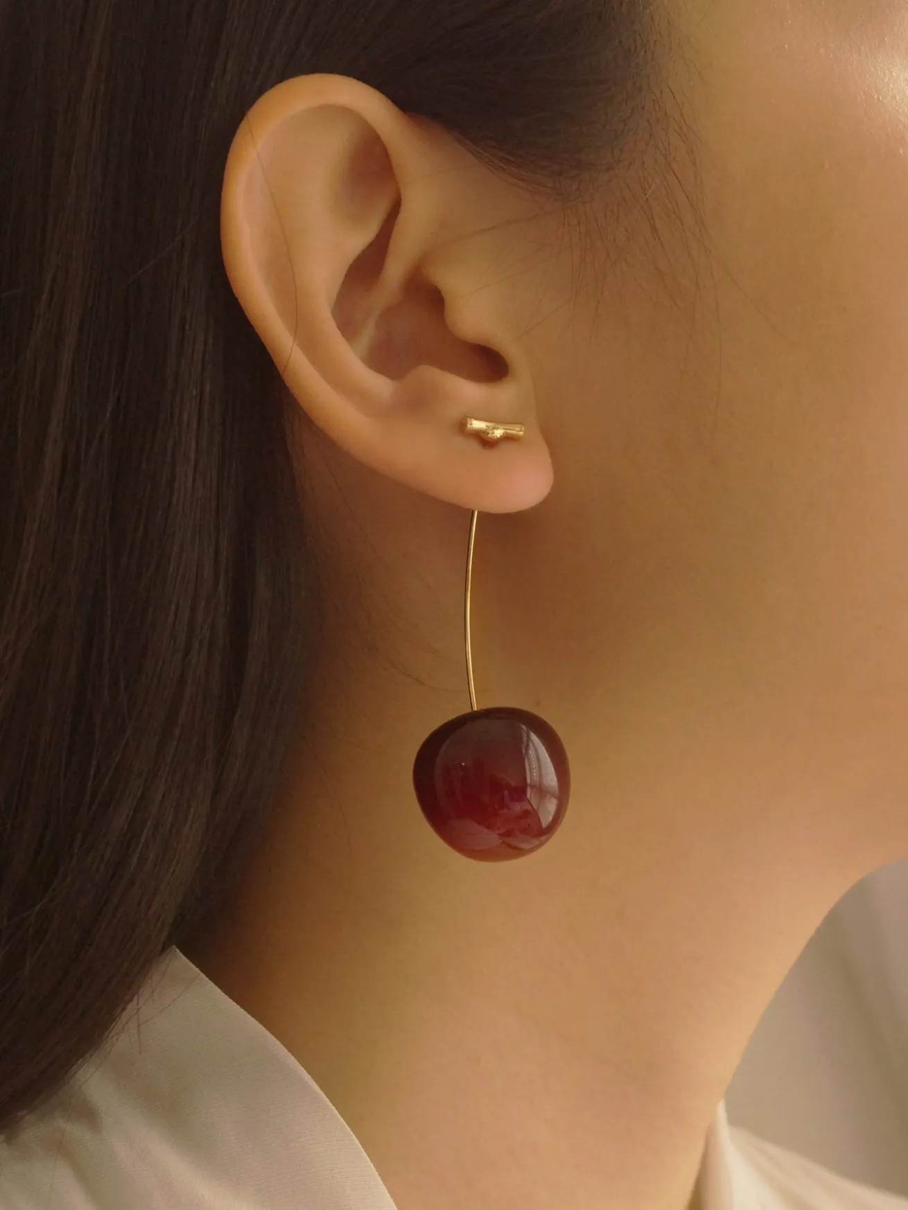 Cherié (Cherry) Earrings *Gold-plated stems