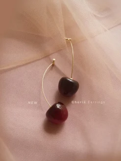 Cherié (Cherry) Earrings *Gold-plated stems