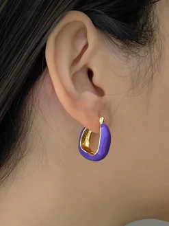 Chic Enamel Hoops - Purple
