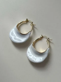 Chic White Enamel Hoops