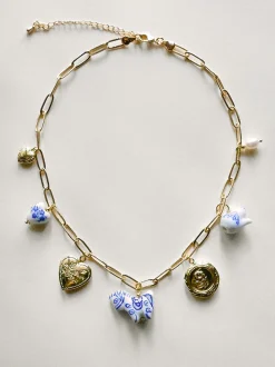 Chunky Ceramic Charm Necklace - Pony, Teapot & Jumbo Lockets