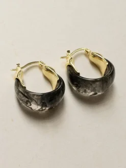 Chunky Cradle Hoops - Black