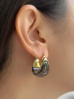 Chunky Cradle Hoops - Black