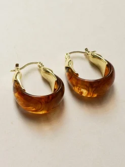 Chunky Cradle Hoops - Brown