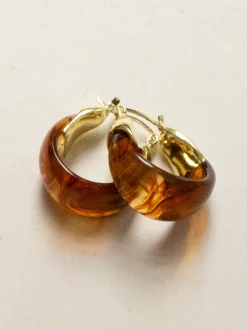 Chunky Cradle Hoops - Brown