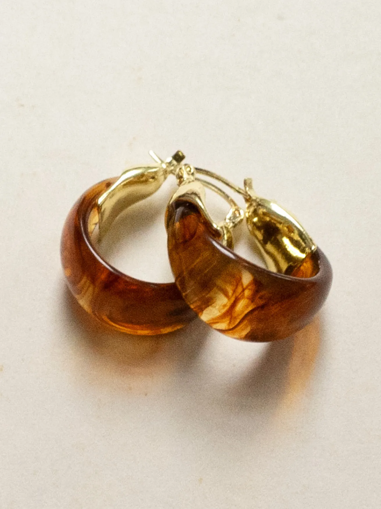 Chunky Cradle Hoops - Brown